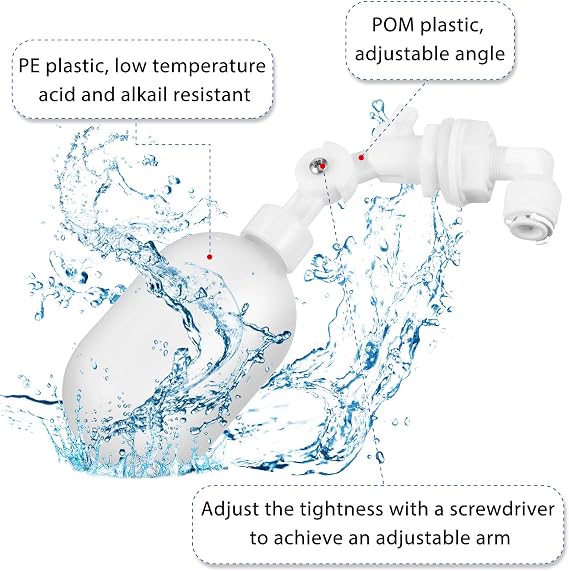 Mudder 2 Pack Float Ball Valve 1/4 بوصة صمام عائم لفلتر المياه البلاستيكي قابل للتعديل للبرك وخزان المياه والمضخة والحوض وأحواض السمك وتربية الأحياء المائية والخزان