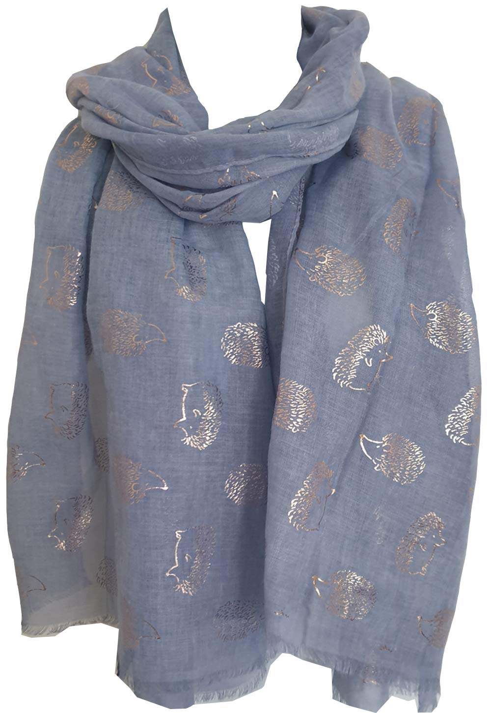 Glamlondon Women's Light Blue Hedgehogs Print Scarf (Light Blue)