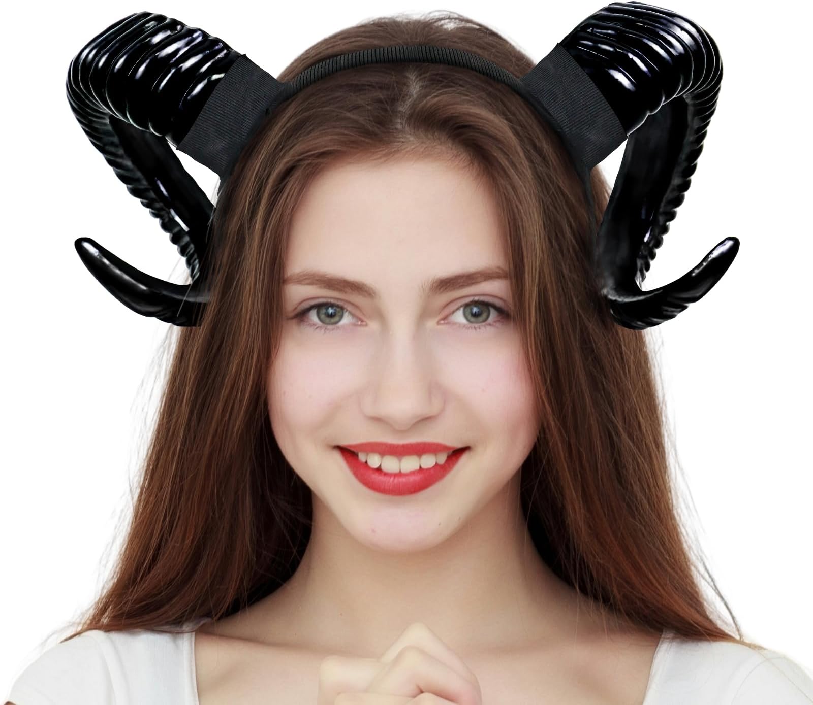 Devil Horns Headband, Black Horn Devil Costume Accessory Witch Horn Headpiece for Women Men for Halloween Cosplay