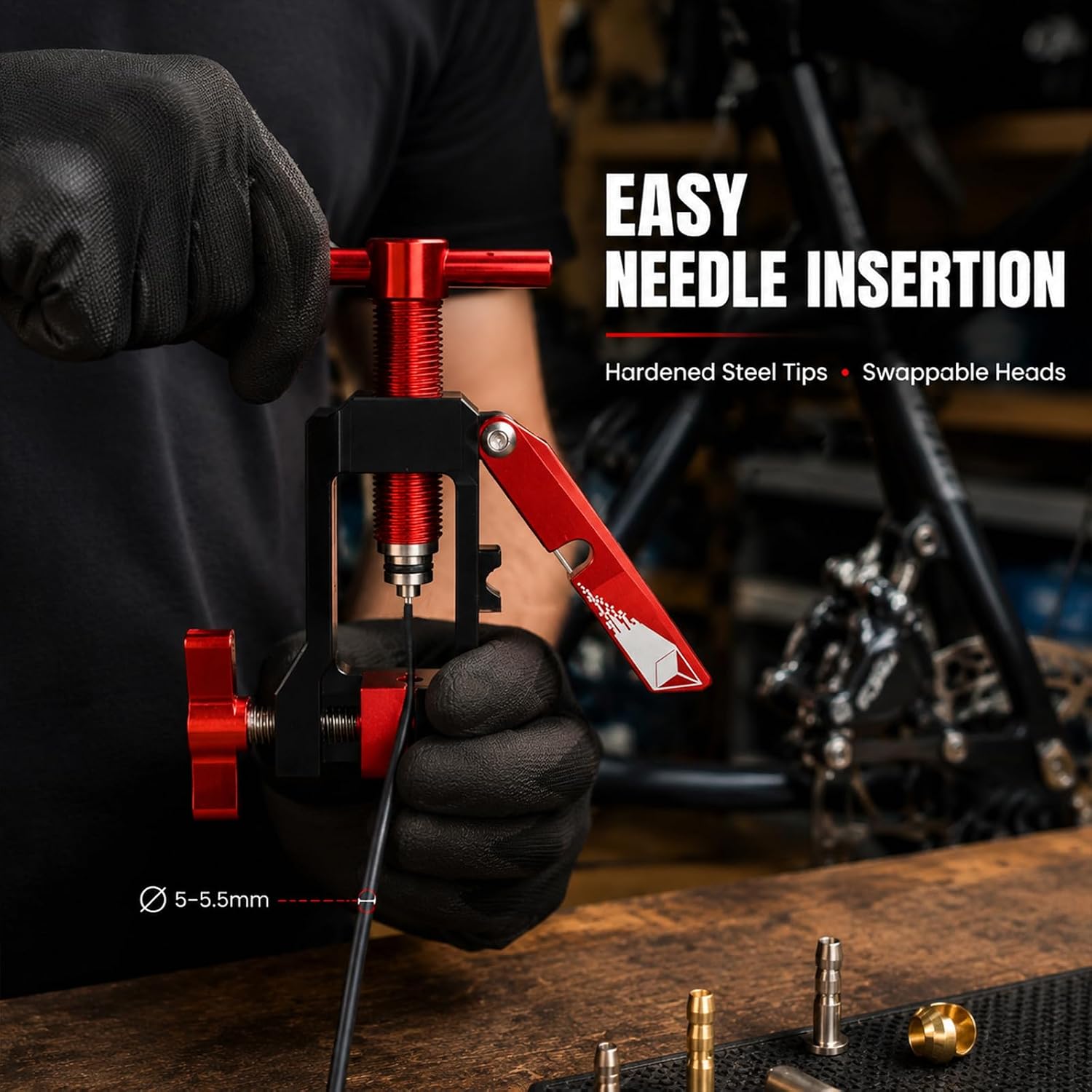 22PCS Bike Hydraulic Hose Fitting Insert Tool, 2-in-1 Needle Driver Tool,Bike Hydraulic Hose Cutter, Needle Driver ,Brass Olives Kit for MTB Road Bike Fit for BH90/BH59/Avid/MAGURA/SRAM/TEKTRO