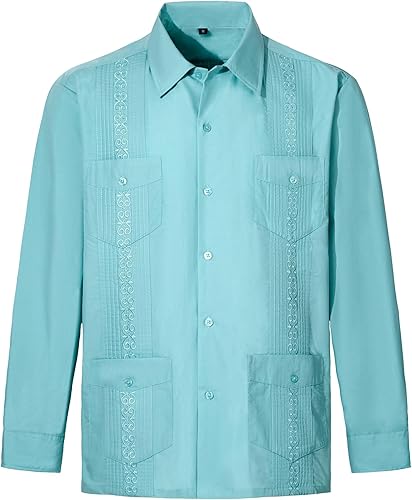 Camisas para hombre Camisas Guayabera Camisas cubanas de manga larga Camisas mexicanas para hombre