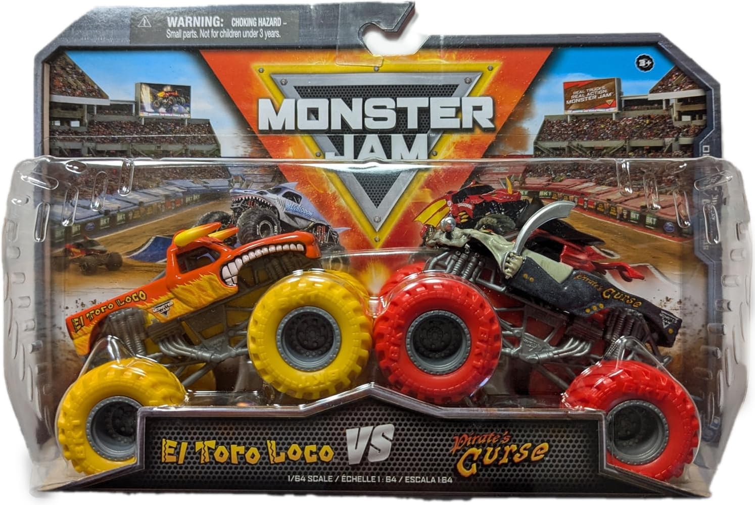 Monster Jam 2024 Series 30 1:64 Diecast Monster Truck 2-Pack, El Toro Loco vs Captain's Curse