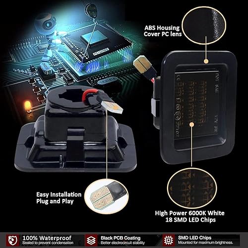 Miniatura 10 de Bestview Conjunto de luces LED transparentes para matrícula con tubo de neón OLED rojo compatible con camioneta F150 F250 F350 F450 F550 Superduty