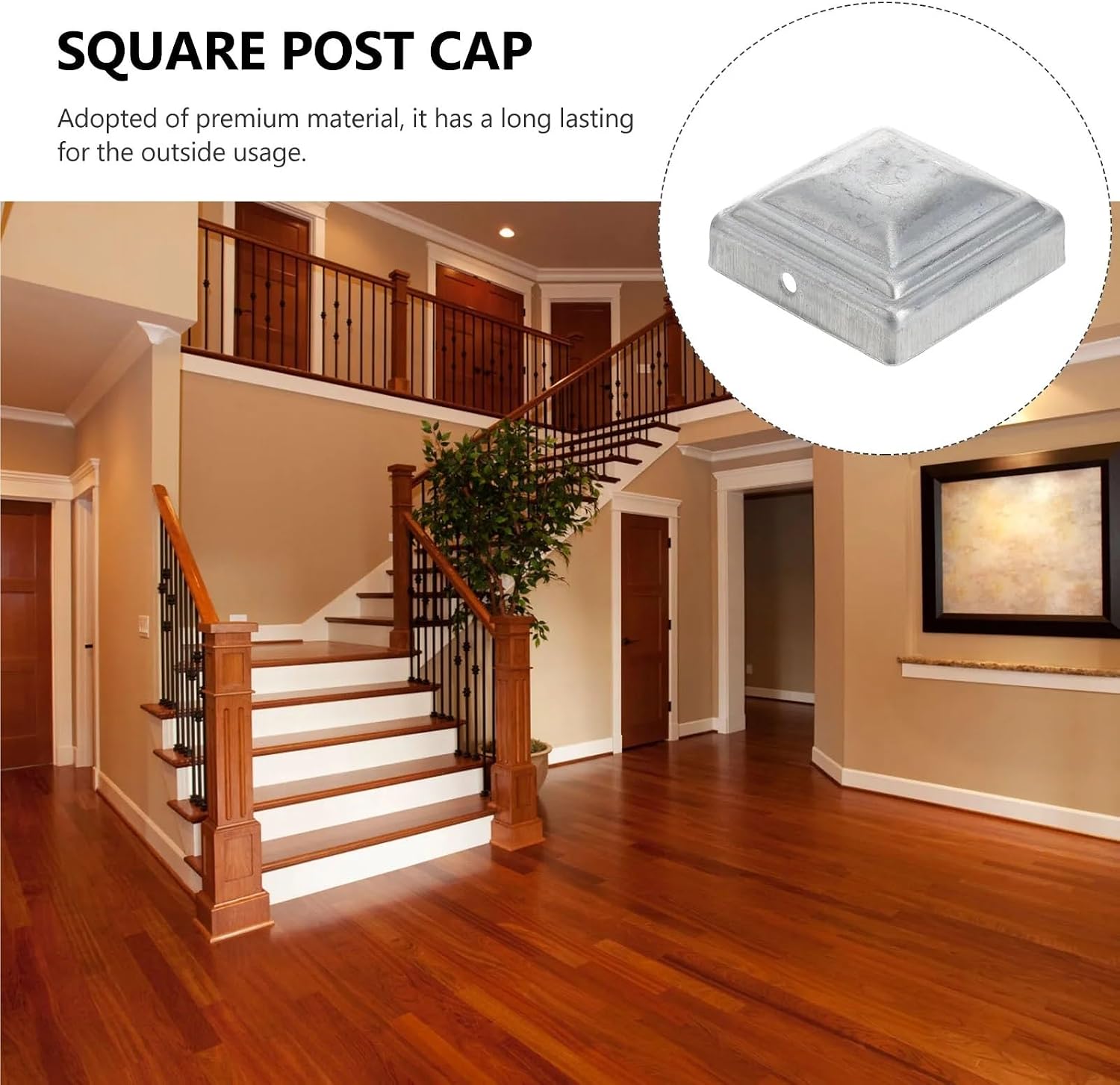 Fence Post Caps 20Pcs Square Pressed Steel Dome Caps Galvanized 60mm Decorative Baluster Column Hat for Garden Edging Barrier for Mailbox Lamp Post Deck