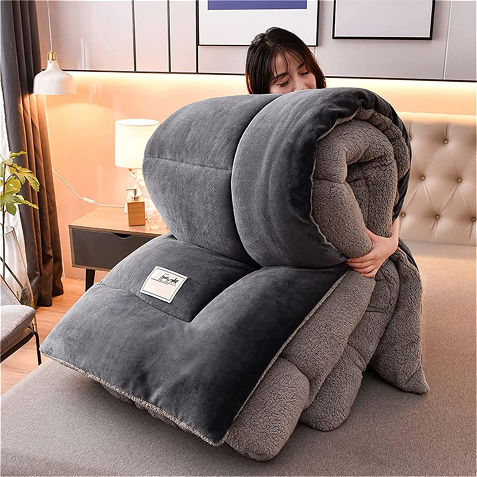 4pcs Home Textile Lamb Cashmere Bedding Set Winter Thick Fleece Bed Linens Velvet Duvet Cover Set