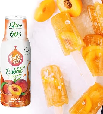 8 Pack - FruttaMax Peach Syrup | Less Sugar | 60% Real Fruit Concentrate | Suitable for soda Machine 8x500ml