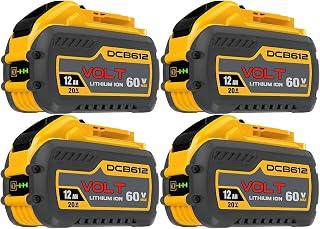 4 Pack 60V 12Ah Replacement Battery Compatible with Dewalt DCB609 DCB612 | 60 Volt Battery for 20V 60V Cordless Power Tools and Chargers