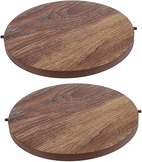 2pcs Wood Grain Plastic Trash Can Replacement Lids Waste Bin Covers for Home Hotel Vacation Rentals Easy to Install and -minimizing Trash Container Accessories