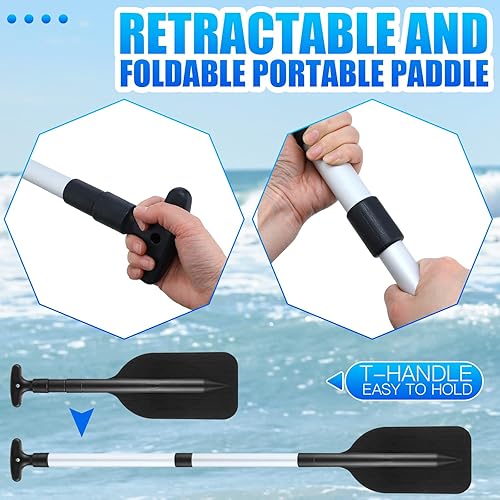 Miniatura 6 de Tradder 2 remos telescópicos plegables para kayak, remo de 21.3 a 41.7 pulgadas, remo de plástico de aluminio, remo de longitud ajustable