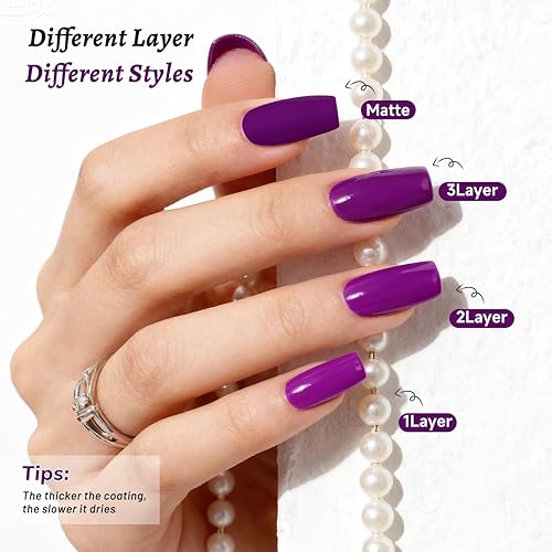 Miniatura 5 de 18ml Esmalte de uñas morado de gran volumen de secado rápido, esmalte de uñas de secado rápido y de larga duración para arte de uñas mate DIY,
