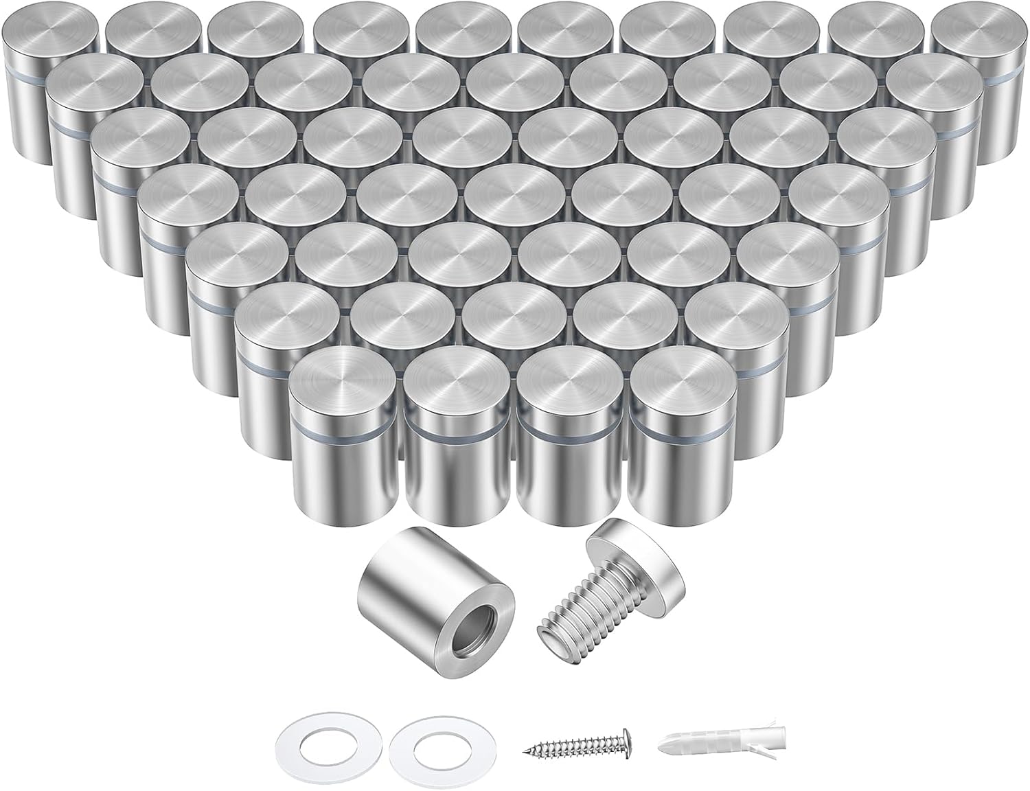 50 Pcs 3/4 x 3/4 Inch Stainless Steel Standoff Screws, Standoff Wall Mounts, Stand Off Mounting Hardware Advertising for Acrylic Sign Holder, Silver