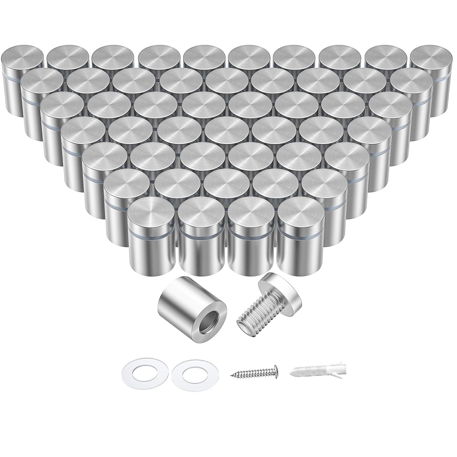 50 Pcs 3/4 x 3/4 Inch Stainless Steel Standoff Screws, Standoff Wall Mounts, Stand Off Mounting Hardware Advertising for Acrylic Sign Holder, Silver
