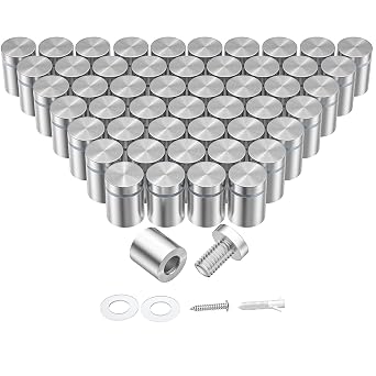 50 Pcs 3/4 x 3/4 Inch Stainless Steel Standoff Screws, Standoff Wall Mounts, Stand Off Mounting Hardware Advertising for Acrylic Sign Holder, Silver