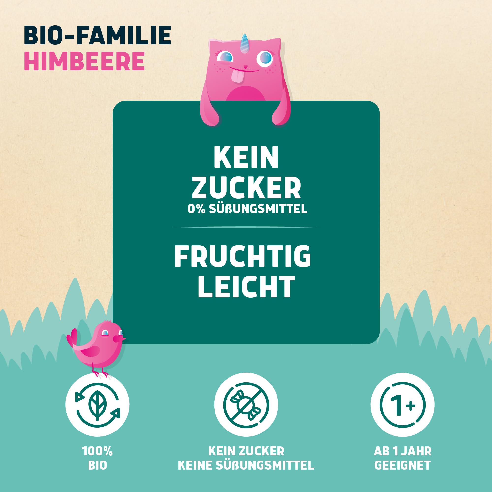 Landpark Bio-Familie Himbeere, 48x0,5l I Kindergetränk ohne Zucker und Süßungsmittel I Ab 1 Jahr geeignet I natürliches Mineralwasser mit Bio-Himbeere Fruchtaroma I Wasser mit Geschmack (48)
