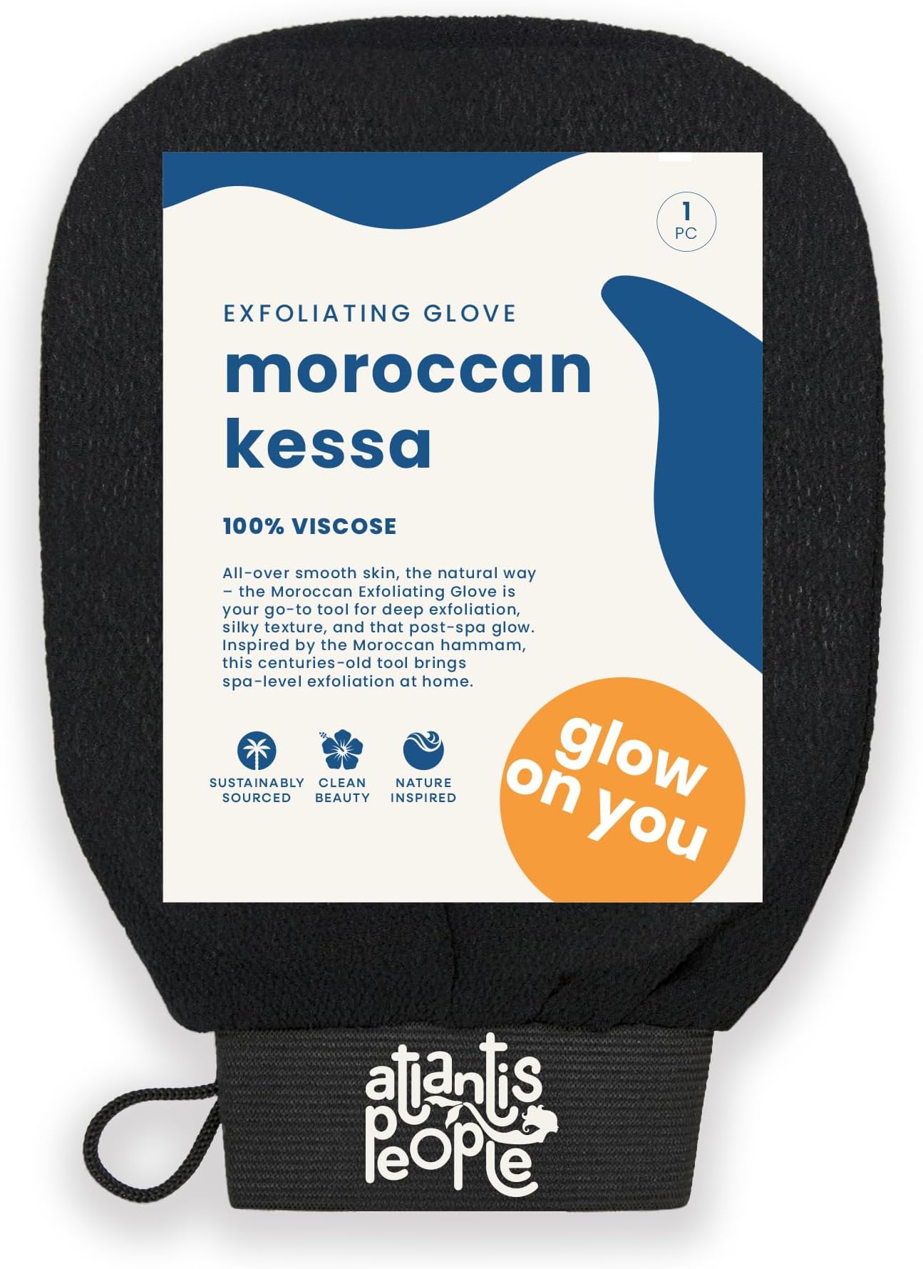 Moroccan Exfoliating Glove - Body Scrubber & Wash Mitt for Smoother Skin, Exfoliates Dead Skin Cells, Helps Even Skin Tone, Ideal for Self-Tan Removal & Keratosis Pilaris, Ingrown Hair