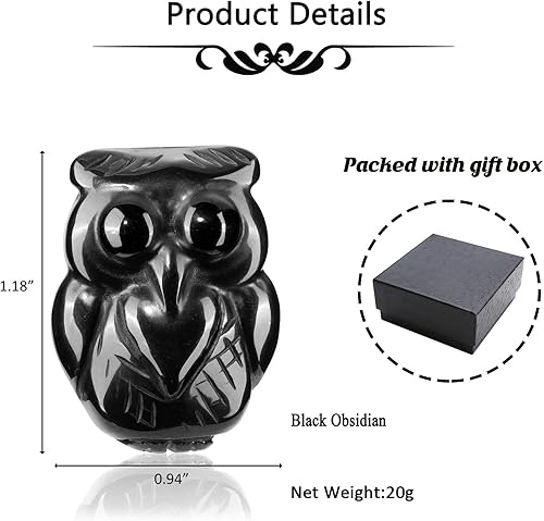 Miniatura 7 de CrystalTears Figura de cristal de obsidiana negra, adorno tallado natural, piedra preciosa de cristal curativo, estatua de animal para decoración