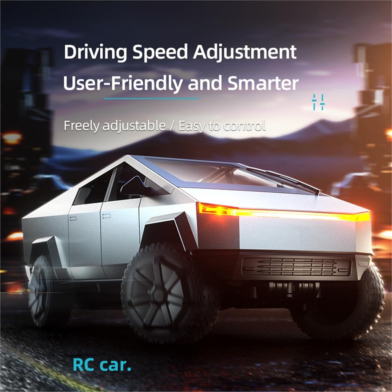 1:18 Scale Alloy Tesla Model RC Car with Motorcycle/Camping Trailer, 2.4GHz Remote Control Car, 7.4V Li-ion Battery, LED Lights for Adults and Teens(Grey-Motorcycle)