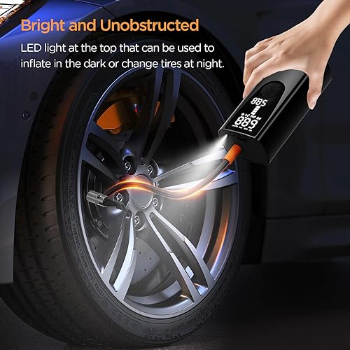 Miniatura 6 de Inflador de neumáticos, compresor de aire portátil, bomba de aire portátil de 150 PSI para neumáticos de automóvil con indicador de presión preciso,