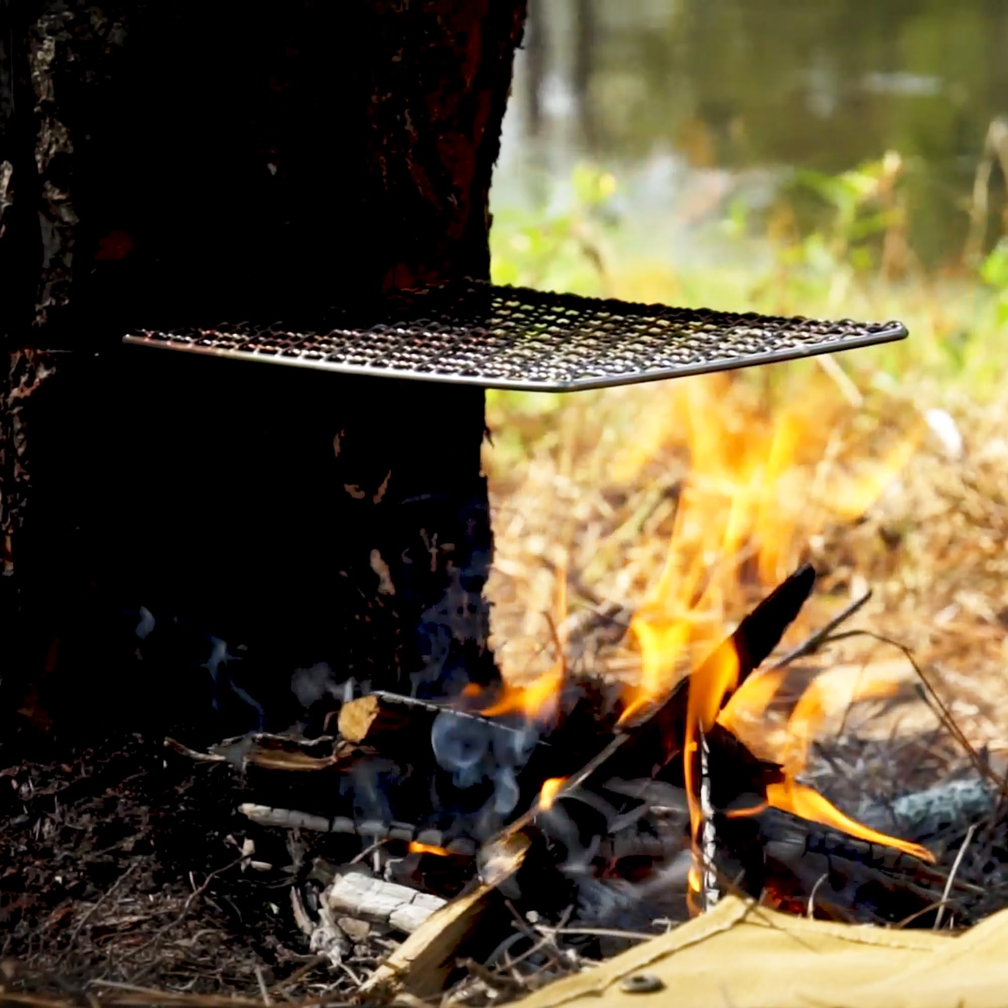 Zipseven Camping Bushcraft Backpacker Grill De Acero Inoxida Negro