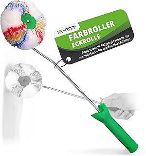 ToolSpace Eckenroller Wandfarbe Eckroller Wandfarbeeckroller wall Wandfarbe Ecken Malerrolle Maler Groß Farbwalze Profi Polyacryl Eckwalze farbeckenroller Malerzubehör Kantenroller Nimmt Farbe gut Auf