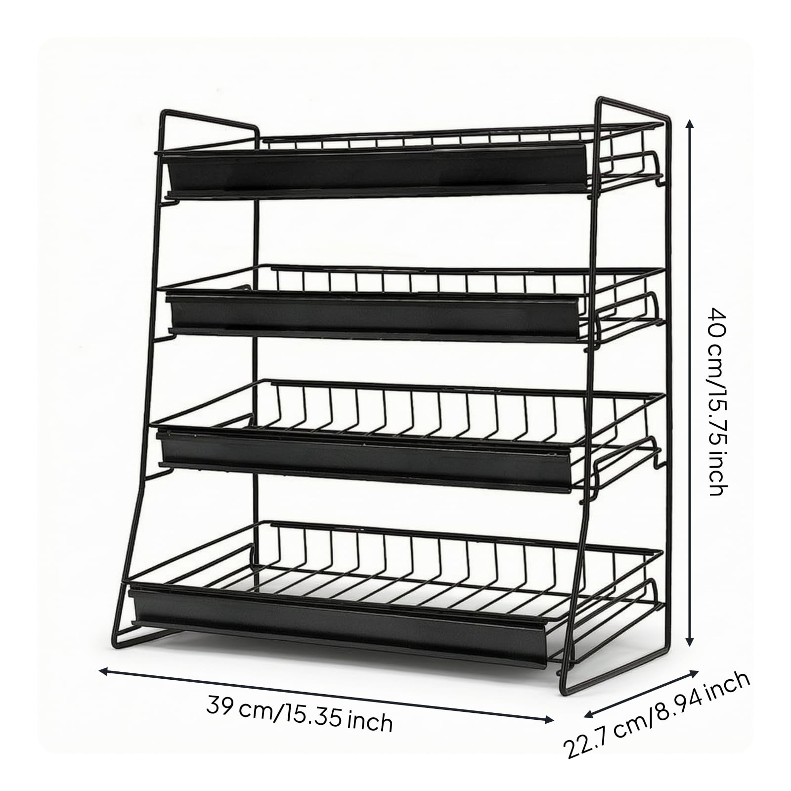 Présentoir En Fil Métallique Compact Présentoir avec Quatre Niveaux Compacte Porte-Épices Comptoir pour Commerçants, Épicerie