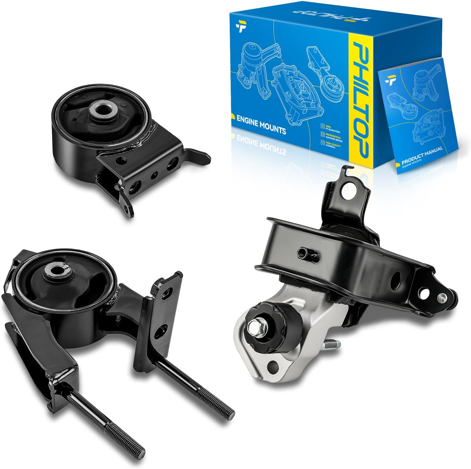 PHILTOP Engine Motor Mount and Trans Mount Compatible with Scion xB/xA 2004 2005 2006, Toyota Echo 2000 2001 2002 2003 2004 2005, Auto Transmission, Replace# A7228,A7288,A7260, 3PCS