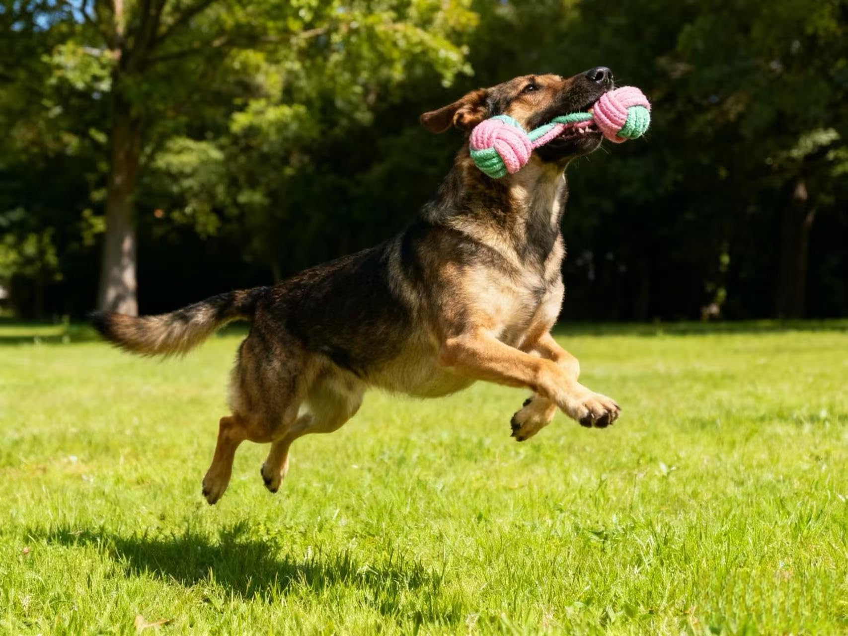 Hundespielzeug aus Seil für große Hunde, langlebiges Kauspielzeug für aggressive Kauer, rosa und grün, 33 cm, großes Hundespielzeug zum Kauen, Zerren und Zahnreinigung, 12 Stück