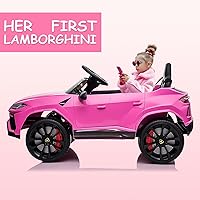Vista 5 de Electric Car for Kids 12V Licensed Lamborghini Ride On Car with Remote Control,Max Speed 2.5Mph,LED Lights,Music Players,Lockable Doors,Spring
