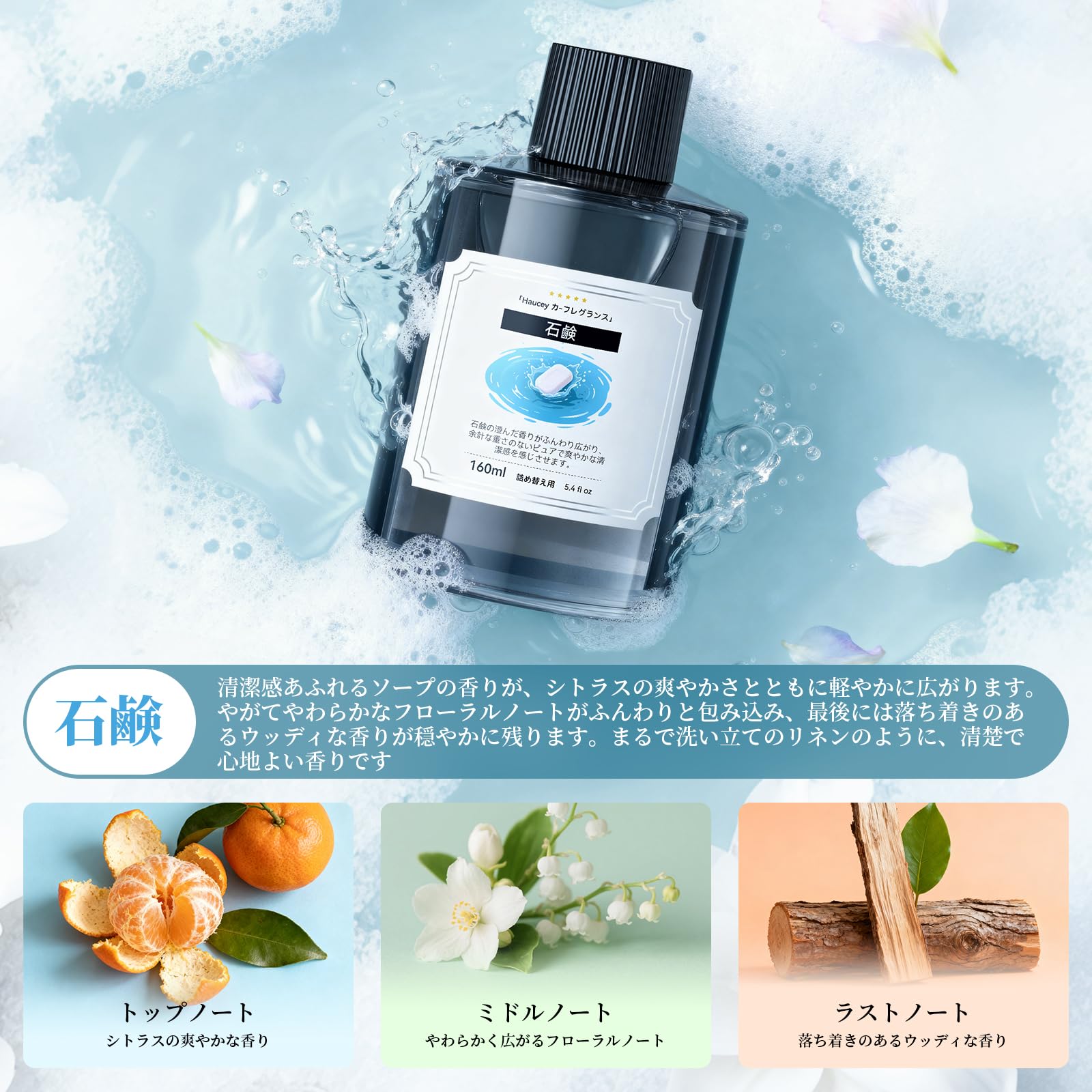 Amazon.co.jp: Haucey特製フレグランスリフィル 石鹸の香り 160ML お得