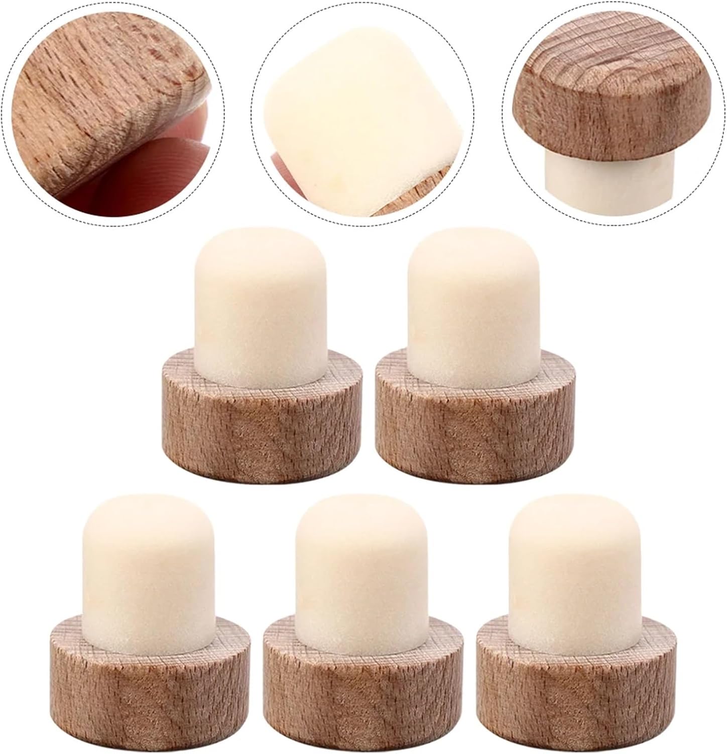 Natural Wood Wine Corks 20 Pcs Wooden Cork Holder Bottling Drinks Topper Corks Stoppers