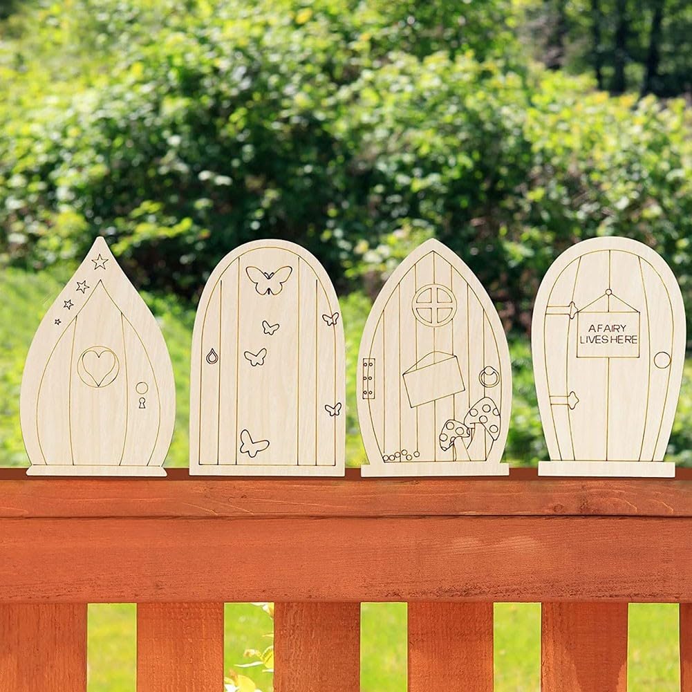 Set di 48 porte e finestre in miniatura in legno per progetti personalizzati (stile retrò)