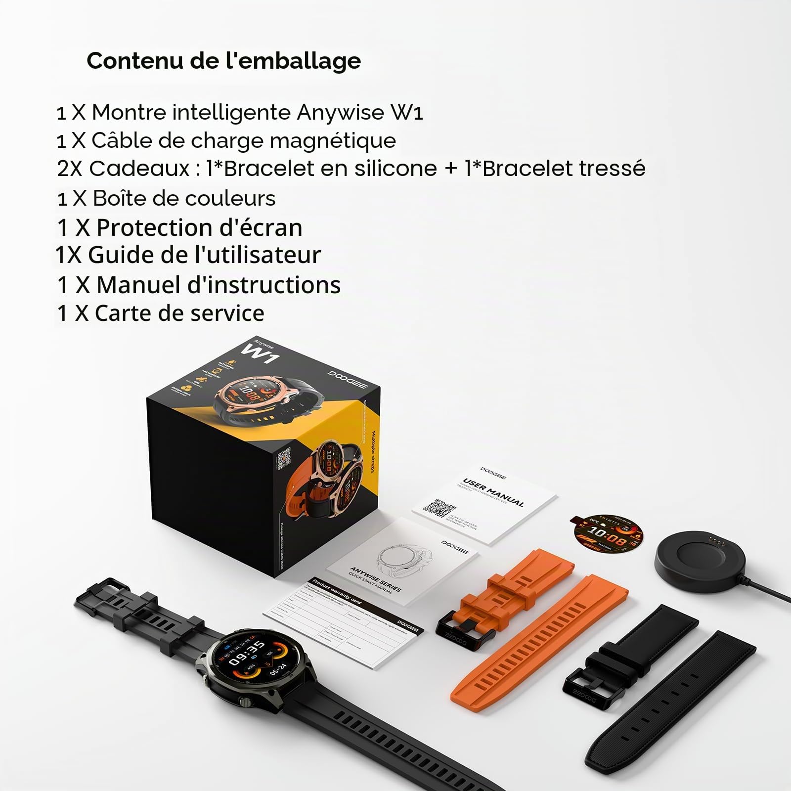 Anywise W1 AI Montre Connectée Homme, 5ATM Dual-Band GPS Tactical Watch,1,43'' AMOLED Screen, 170+ Modes Sport, Appel Bluetooth,18 Days Battery,LED Flashlight,Compass,pour Android/iOS,3 Strap