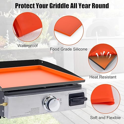 Miniatura 3 de Barbqtime Alfombrilla de 17 pulgadas para parrilla Blackstone, cubierta protectora de silicona de grado alimenticio resistente, para barbacoa,