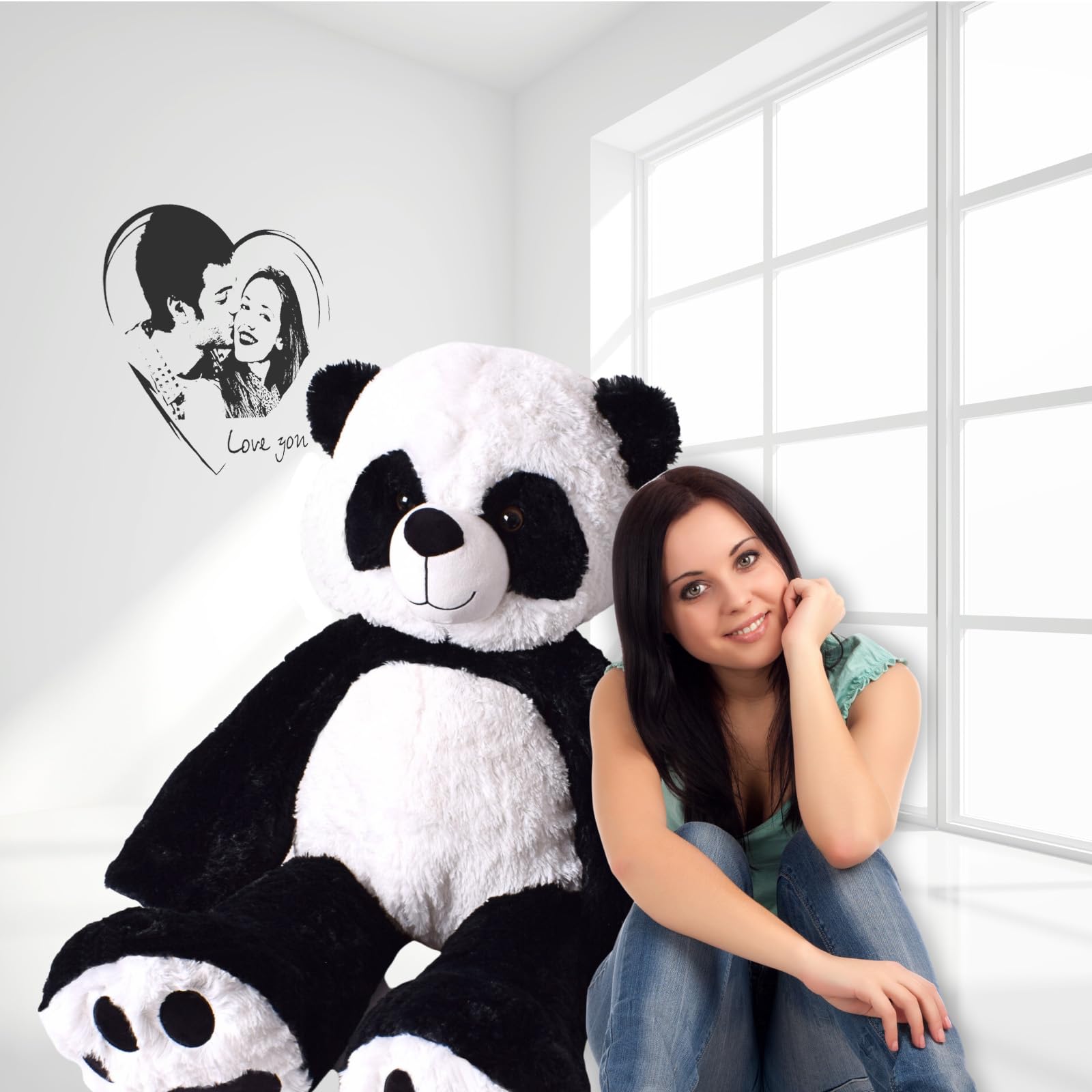 TE-Trend Peluche panda XXL 100 cm, peluche de qualité supérieure, un excellent cadeau pour les enfants et les adultes, un ours géant pour un plaisir de câlin incomparable et des moments affectueux.