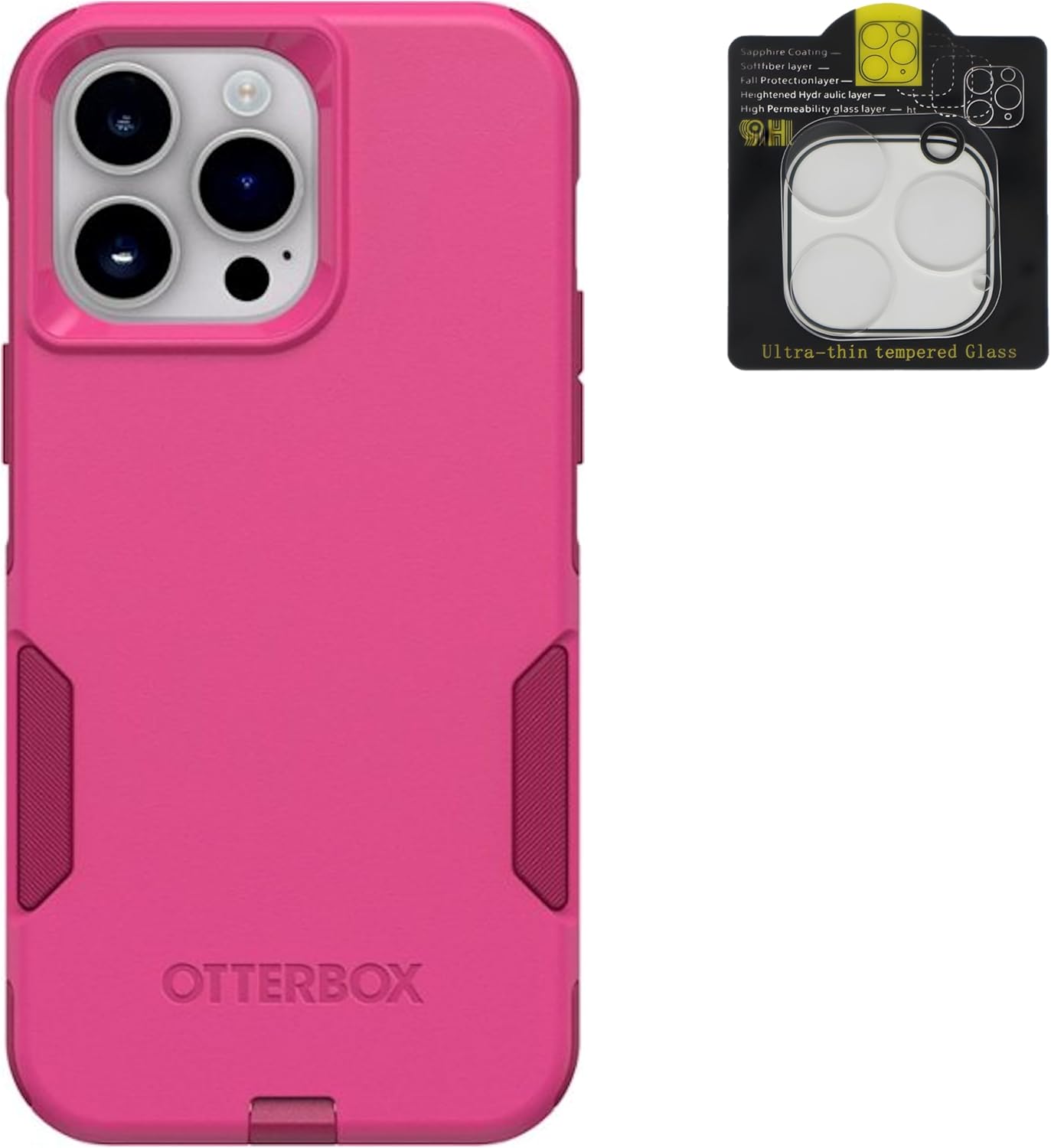 OtterBox Commuter Series Case for iPhone 14 Pro Max with Camera Lens Protector - Non-Retail Packaging - Into The Fuchsia (Pink)
