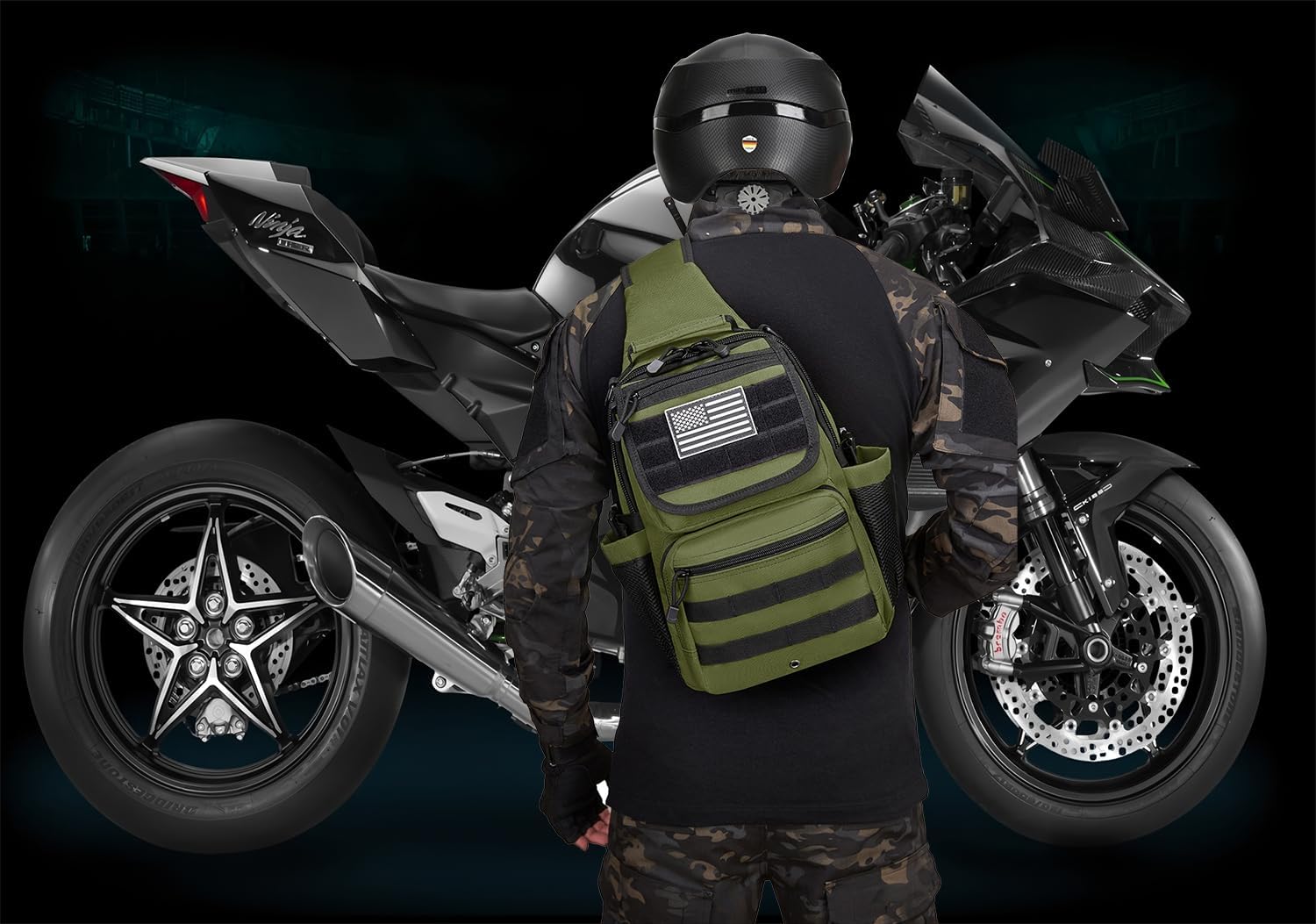 ATBP Tactical Crossbody Bag Holster Shoulder Backpack 6 Elastic Slots Water Bottle Holder Carrier Accessories Pouch 15L - Image 6