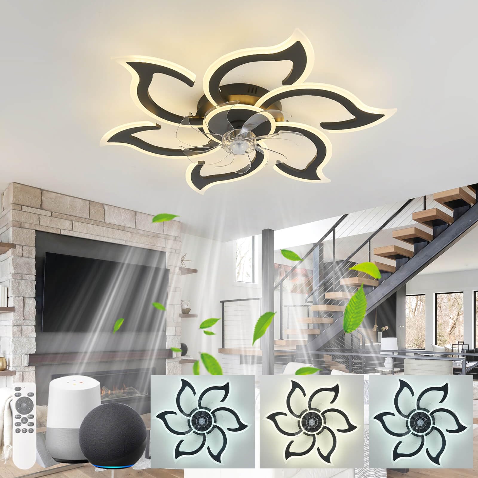TECHBREY Ledkia Ventilateur De Plafond Silencieux Minimal Blanc 132cm Moteur DC Télécommande Avec Lumière Non - Ventilateur - Rue Du Commerce