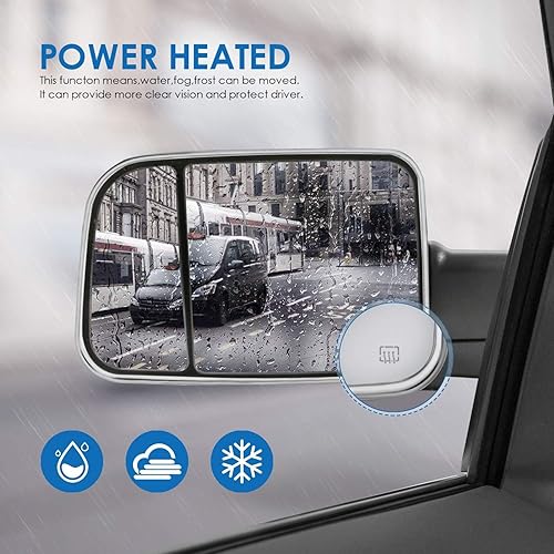 Miniatura 9 de MOSTPLUS Espejo de remolque con calefacción eléctrica compatible con Dodge Ram 1500 2500 3500 1999 2000 2000 2001 2002 con telescopio Manul