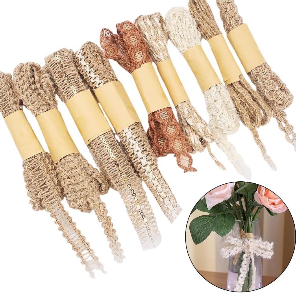 9pc Earthy Hemps String Collection Seasonal Wrapping Ribbons Craft DIY Accessories image 3