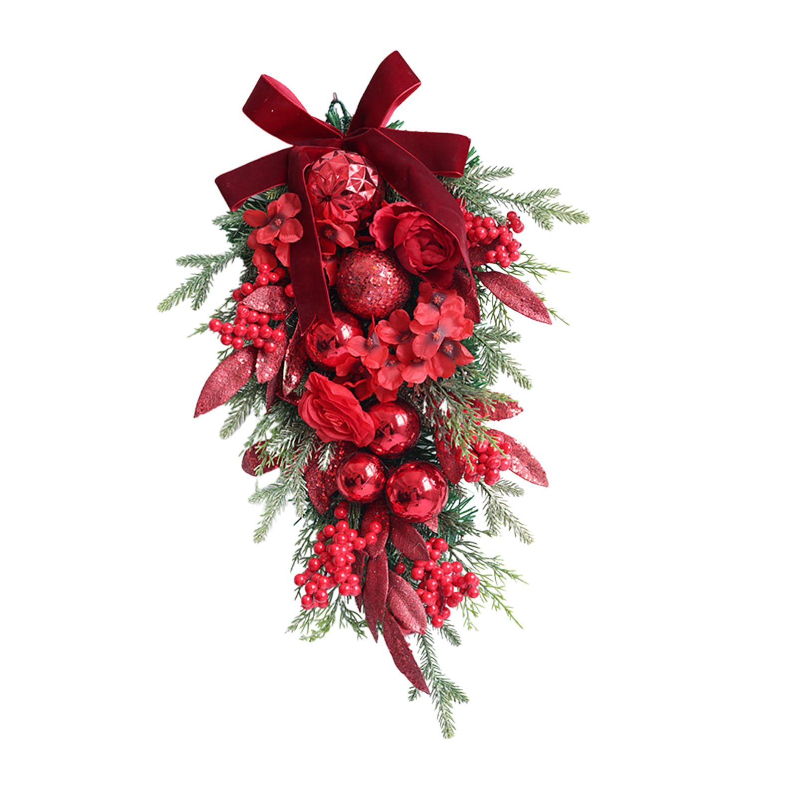Kalttoy Easy Install Christmas Pinecone Fruit Wall Deck Polystyrene Holiday Party Door Hanging for Celebratory Mood Pinecone Fruit Holiday Wreath