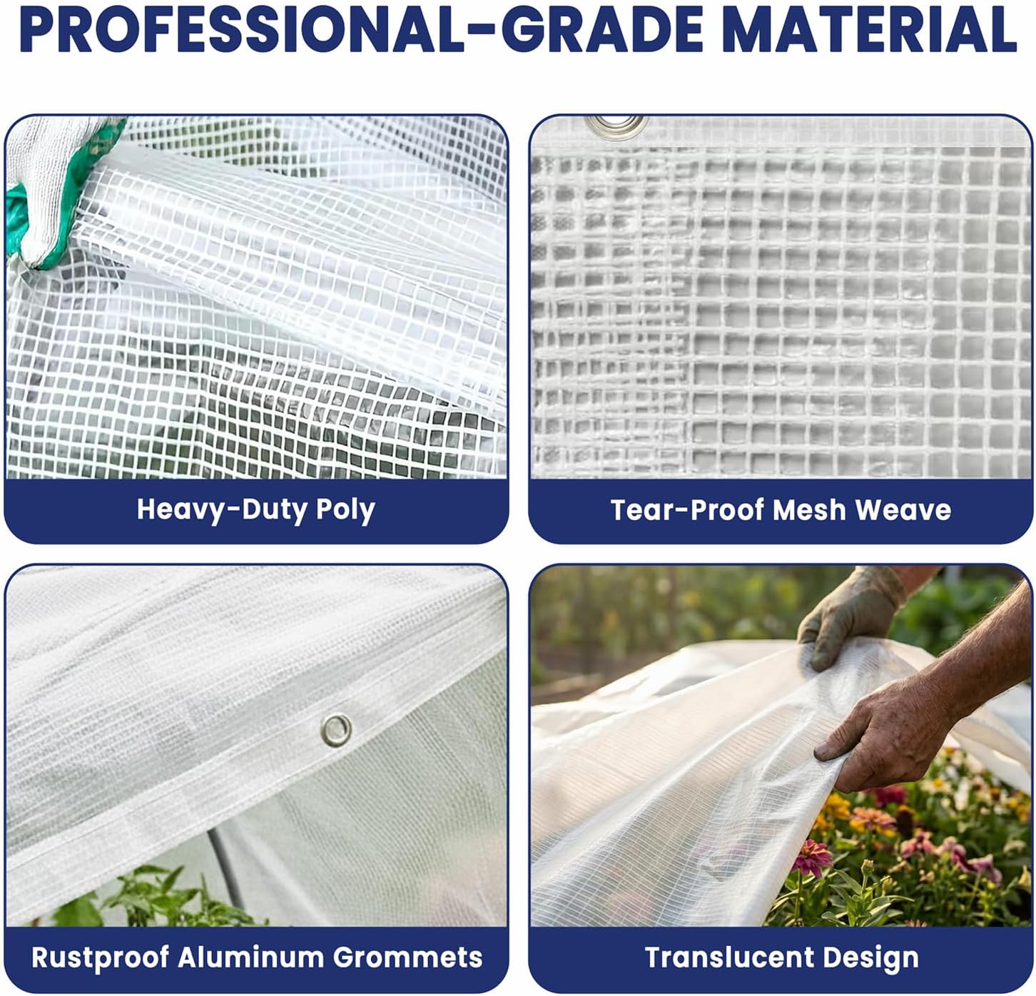 Tarps Now 10x12 Feet Translucent Poly Tarp |14 MIL Heavy Duty Waterproof Cover |Tear Proof Plastic Tarp with Rustproof Aluminum Grommets & Reinforced Edges |Ideal for Roof, Landscaping-Clear & White