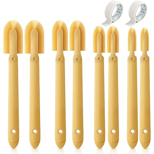 8 Pcs Silicone Caulking Tool Kit 4 Sizes Caulk Finishing Tool with 2 Roll White Masking Tape Reusable Sealant Spatula Spreader for Corner Gap Seam Brick Skirting Kitchen Bathroom