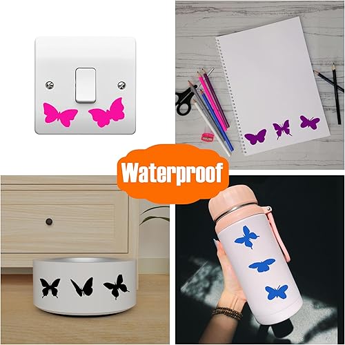 Miniatura 7 de Paquete de 18 calcomanías de silueta de insectos de mariposa pequeña (extra pequeño, negro)