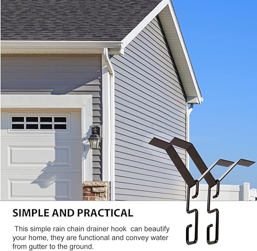 Miniatura 6 de Juego de 2 ganchos adaptadores de cadena de lluvia decorativos para instalación de bajante, conector de drenaje para cadenas de lluvia y canaletas,
