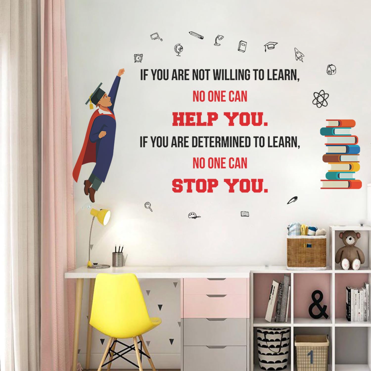 Office - Learning - Inspirational - Motivational - Quotes - Kids - Education Wall Sticker (Multicolour, Vinyl, Self -Adhesive) (Large - 150 x 100 cm)-image-21