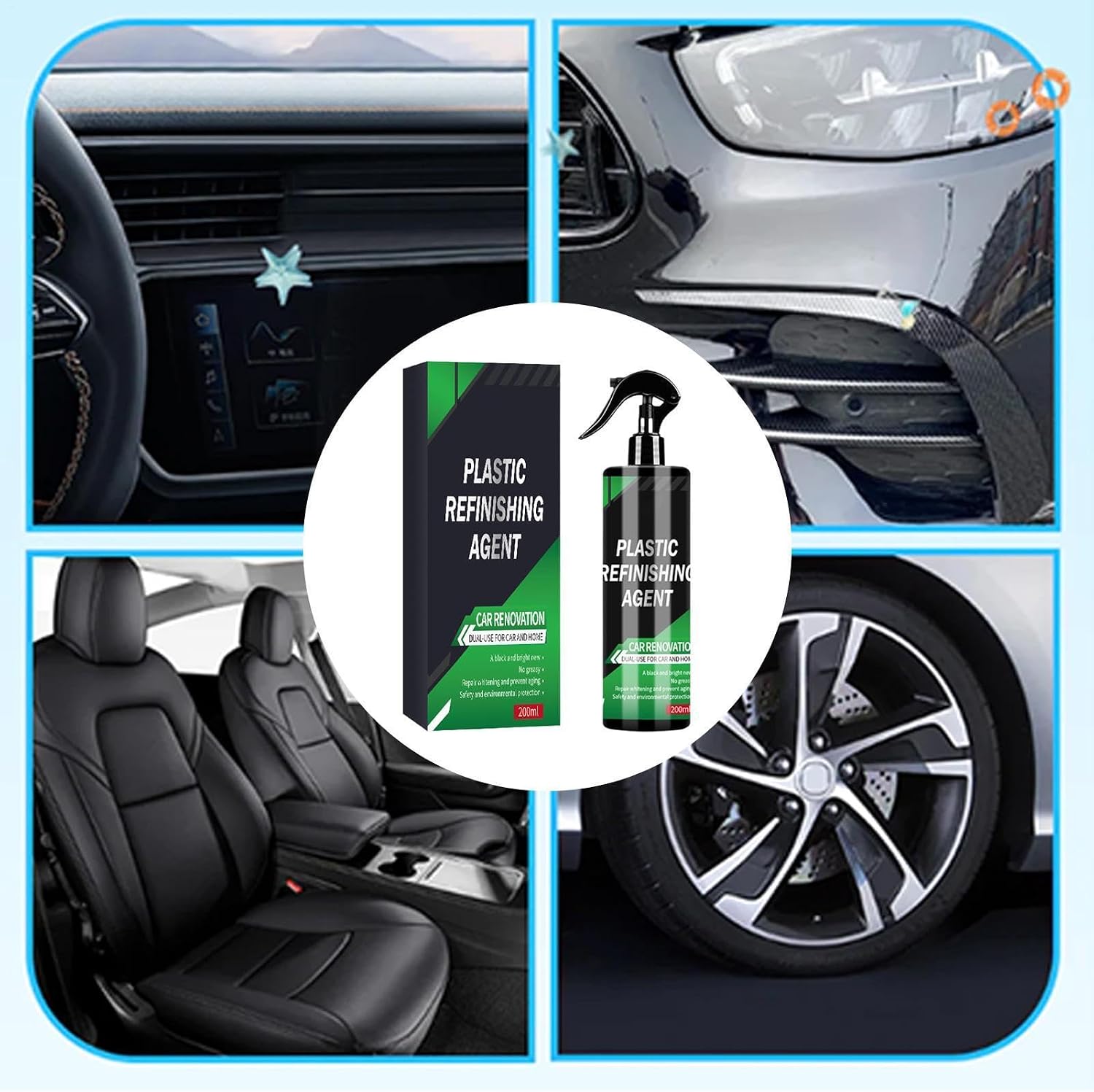 Car Interior Restorer | Long Lasting Portable 200ml Fast-Acting - Auto Interior Cleaner and Protectant,for Sedan Truck SUV RV Seat Instrument Panel Steering Wheel
