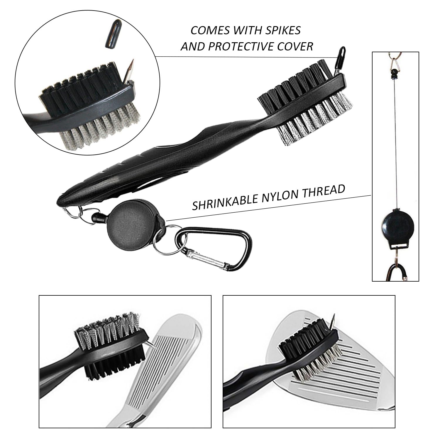 1 spazzola per mazze da golf double face, 1 asciugamano sportivo, 15 supporti da golf, asciugamano da golf, accessori da golf, set per la pulizia del golf, set regalo per gli appassionati di