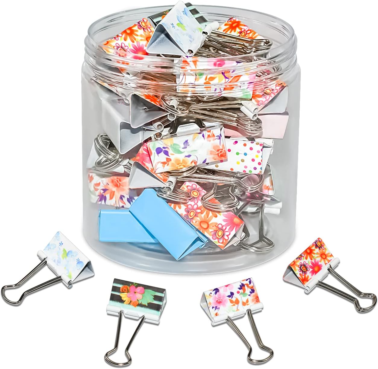JIKIOU 30 Pack Binder Clips, 30mm Medium Size, Colored Foldback Clips