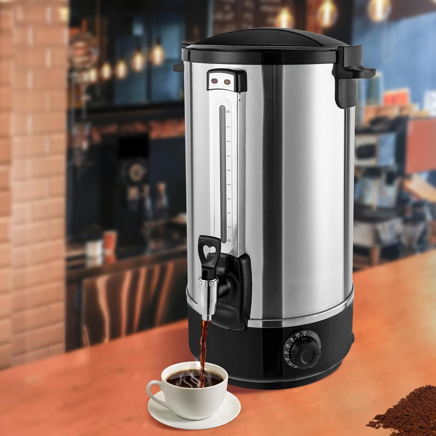Commercial Coffee Urn, 130 Cups /20L Large Coffee Dispenser with Temperature Adjustable, Double-Layer Stainless Steel Electric Hot Water Bucket with Faucet for Boiling Water, Brewing Tea