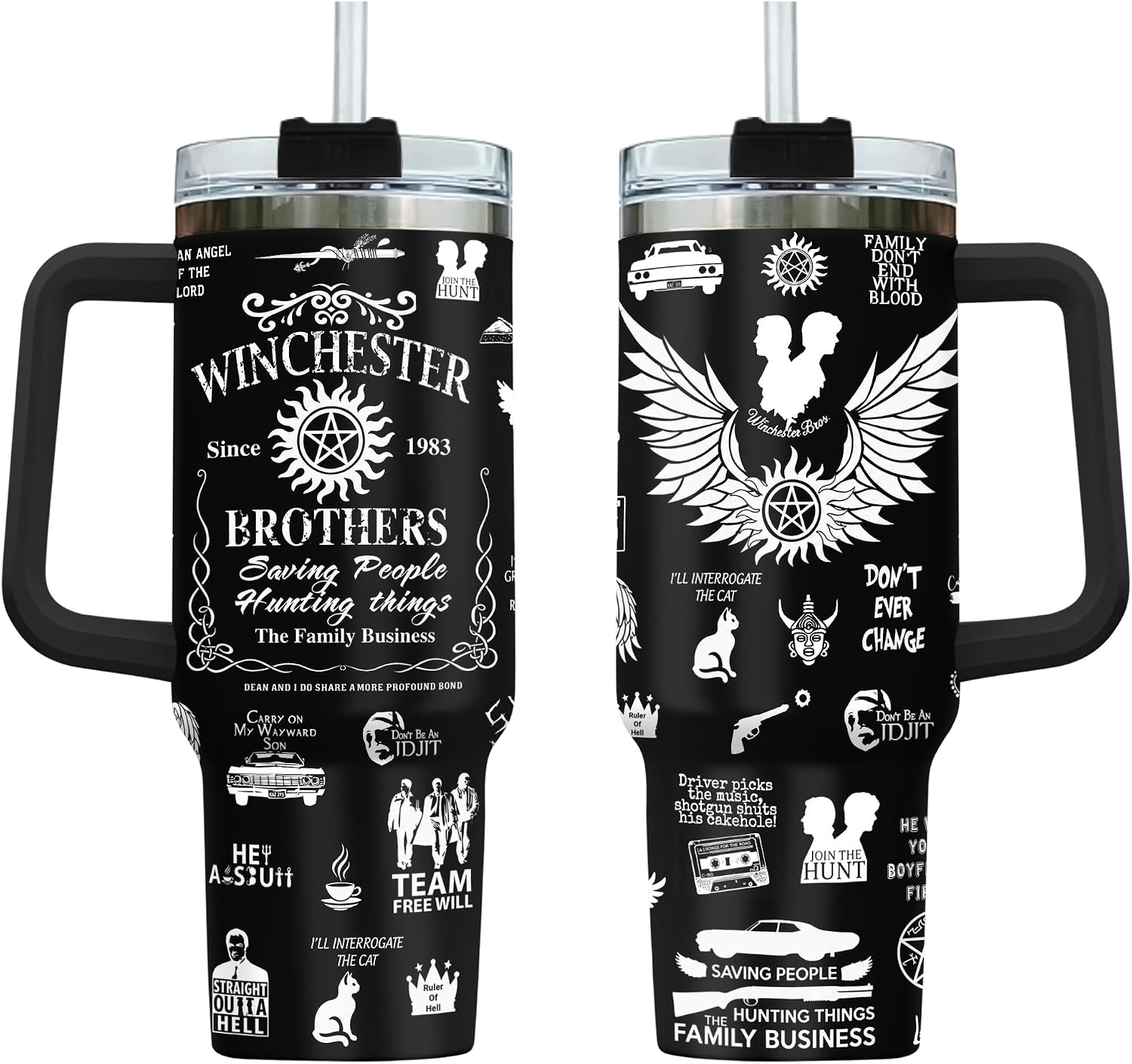 Hunter Bros Movie Tumbler 40 Oz with Handle and Straw, Unnatural Gifts for Men Women Movie Lovers, Travel Coffee Mug